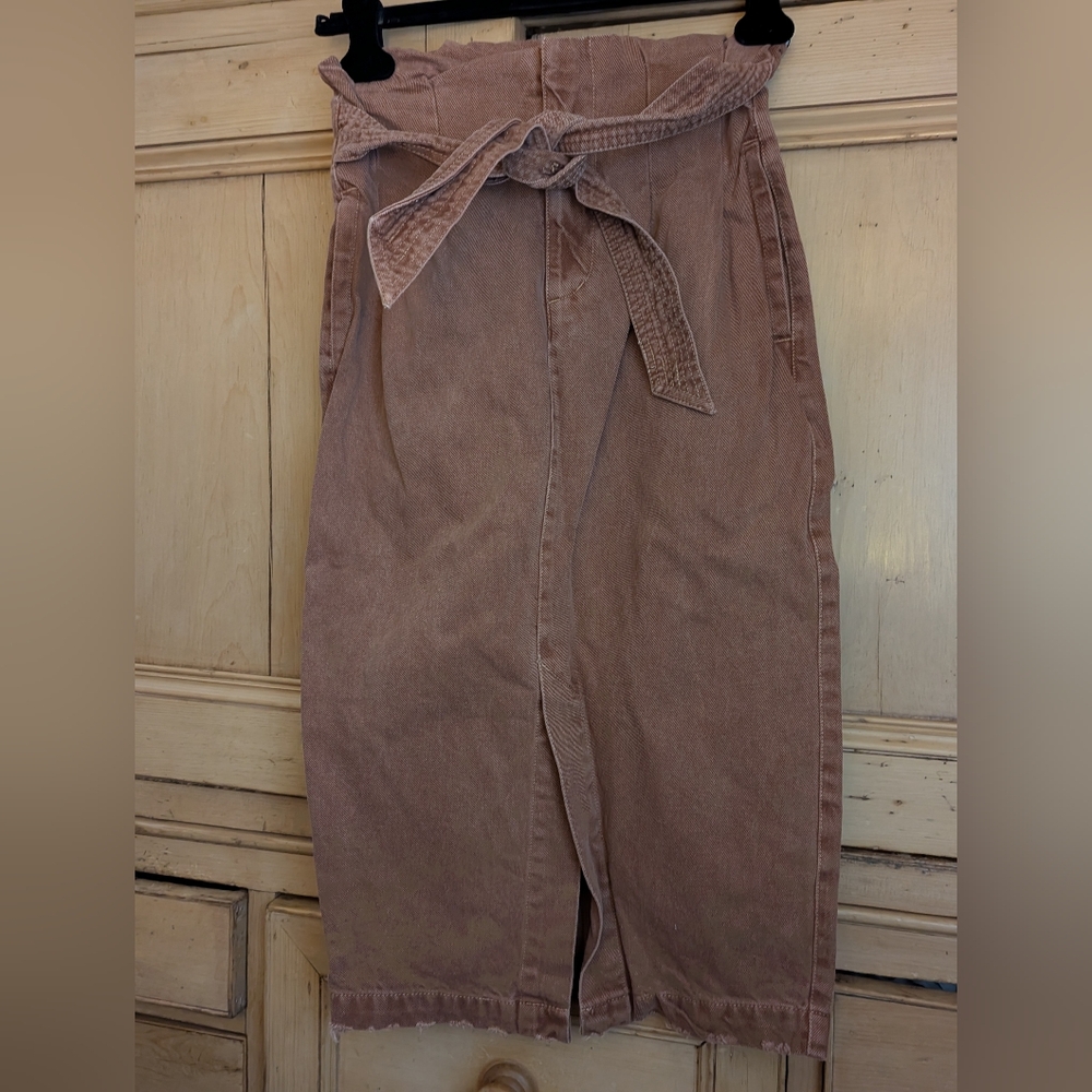 Free People High Waisted Denim Brown Skirt